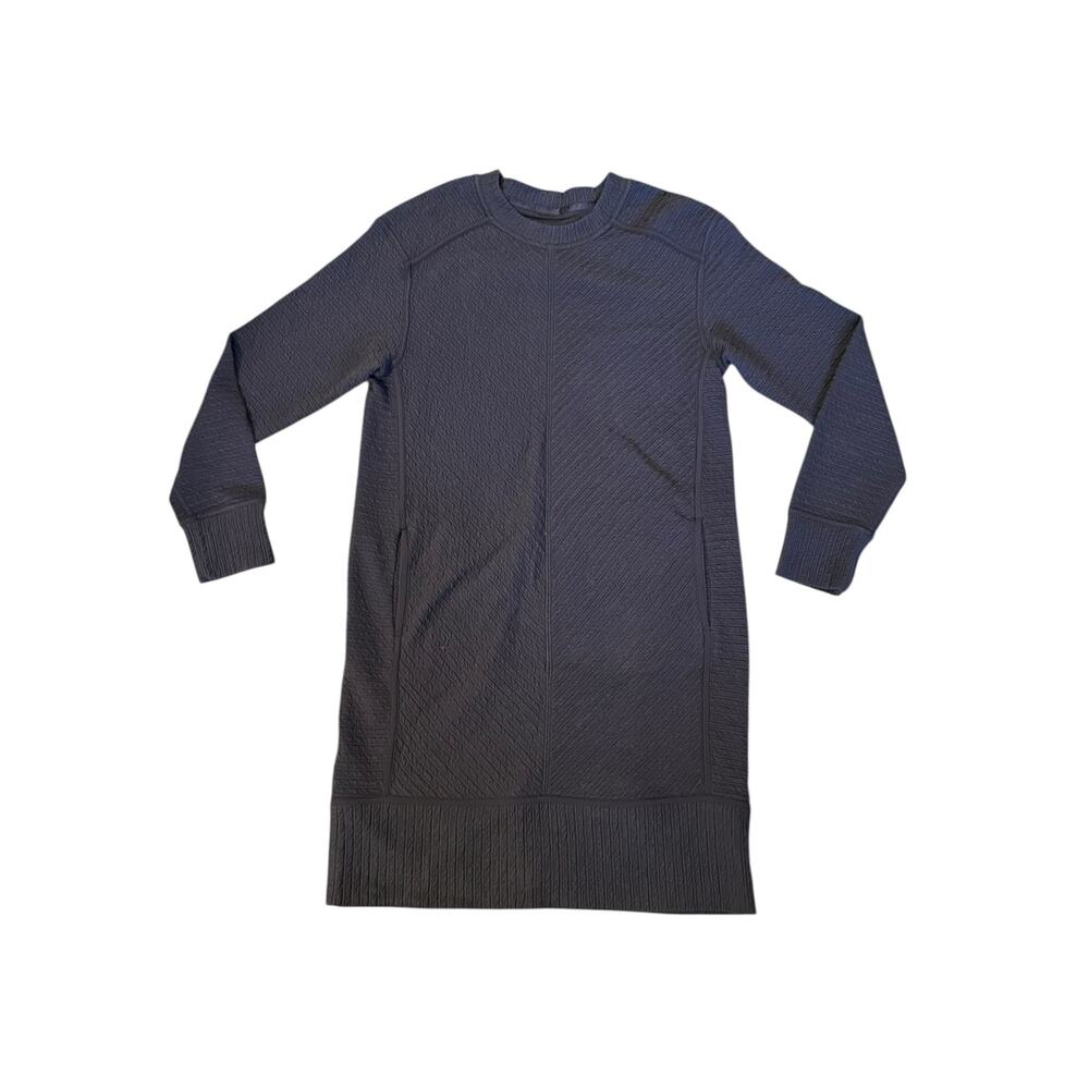 Lululemon Textured Ribbed Long-Sleeve Black Dress – Size Unknown (Fits S–M)
